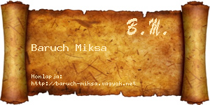 Baruch Miksa névjegykártya
